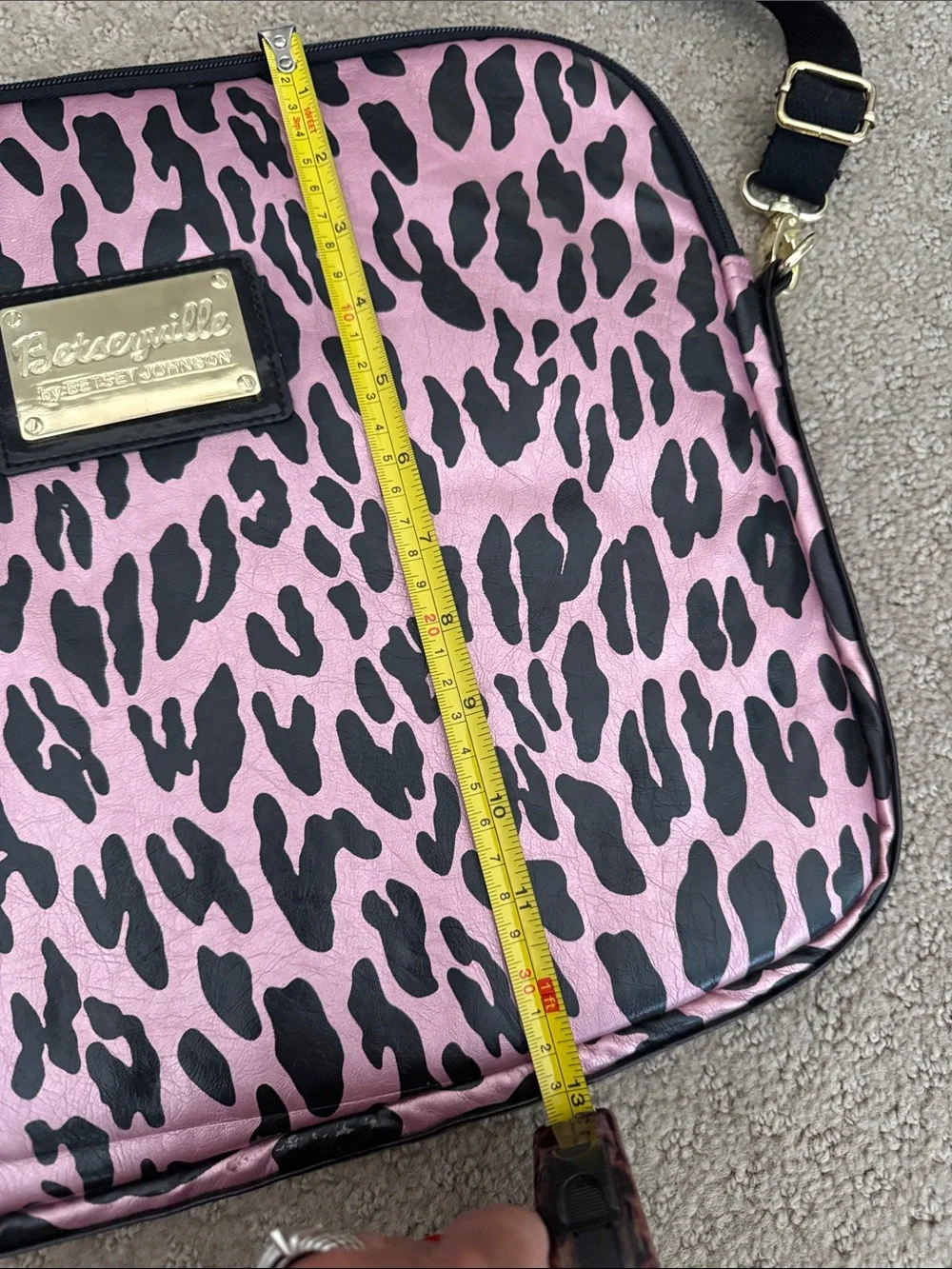 Vintage Betsey Johnson Pink Leopard-Print Adjustable Crossbody